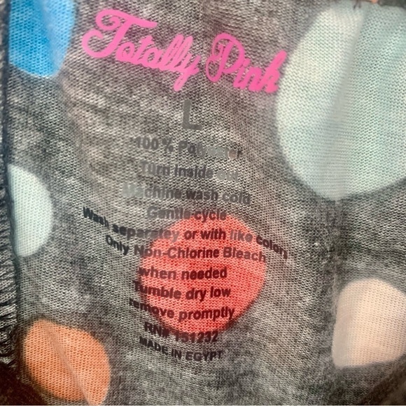 NWT Pajama Pants Large (Girls) Totally Pink Soft Fabric Black Multicolored Dots - Picture 6 of 8